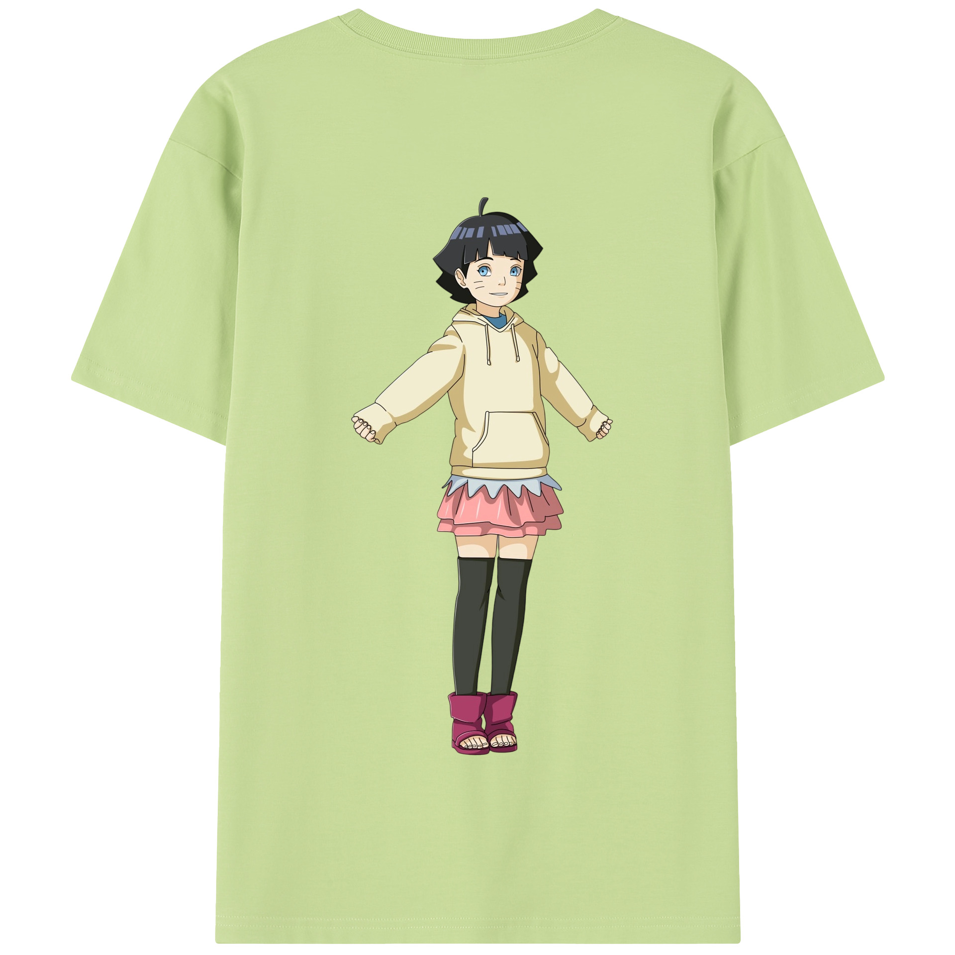 （画像用） NARUTO -ナルト- うずまき ヒマワリ Uzumaki Himawari 綿100％半袖Tシャツ（背面プリント）
